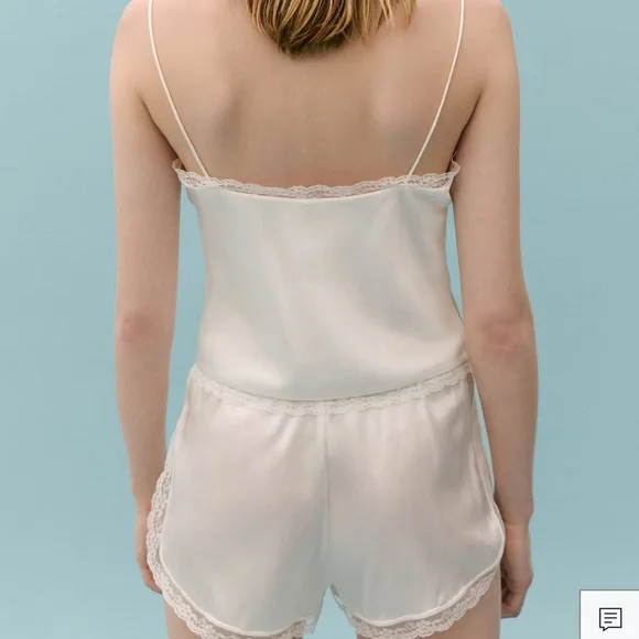 Elegant Cream Lace Trim Sleepwear Set Chemises & Slips